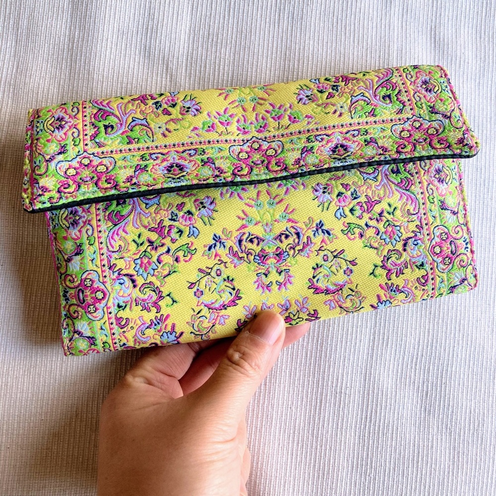 NWOT Derin Yellow Turkish Carpet Inspired Pattern Fabric Wallet
